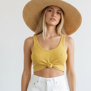 Yellow Knotted Crop Top